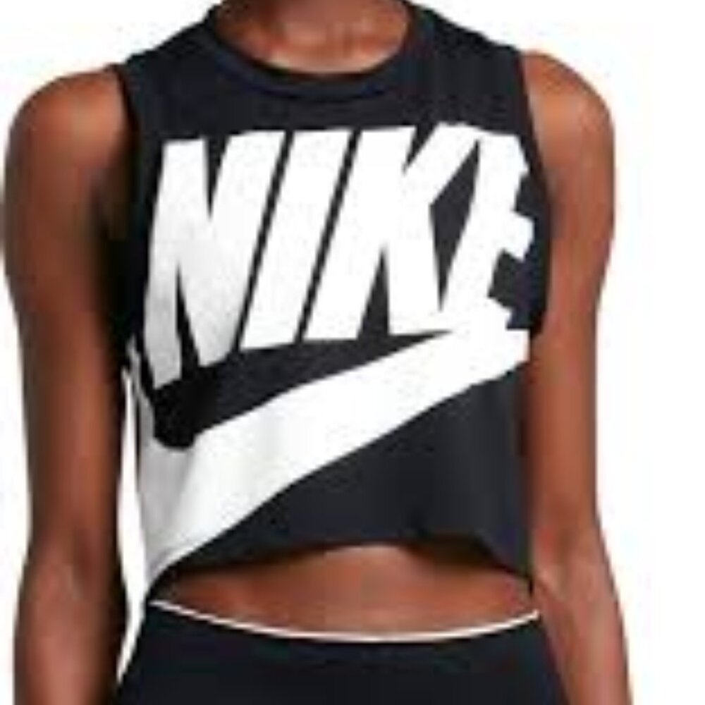 nike cropped logo workout gym tank top